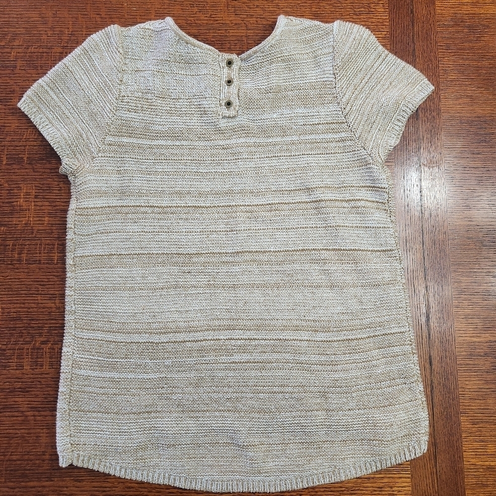 Preswick & Moore short sleeve tan knit Sweater womens size PL cotton blend - Picture 5 of 11